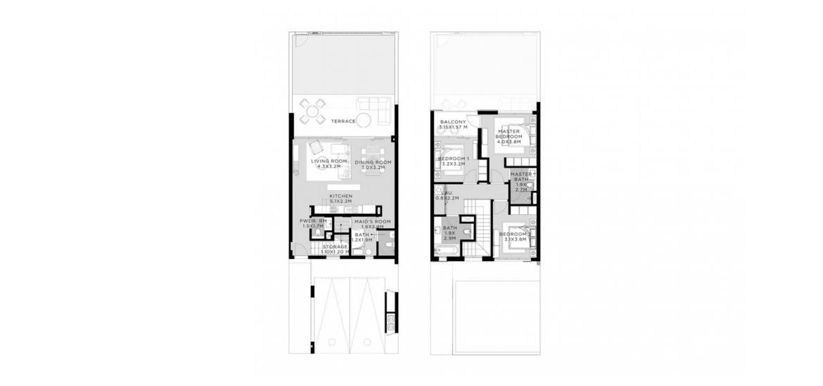 Floor plan «A», 3 bedrooms in TALIA